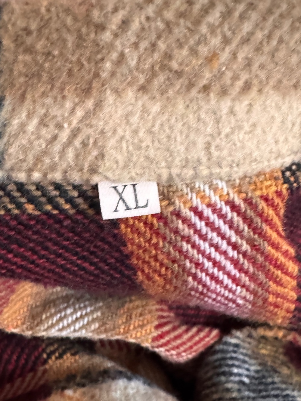 Boutique Plaid Shacket Jacket Cream & Burgundy cozy plaid trendy fall layer - Picture 7 of 8